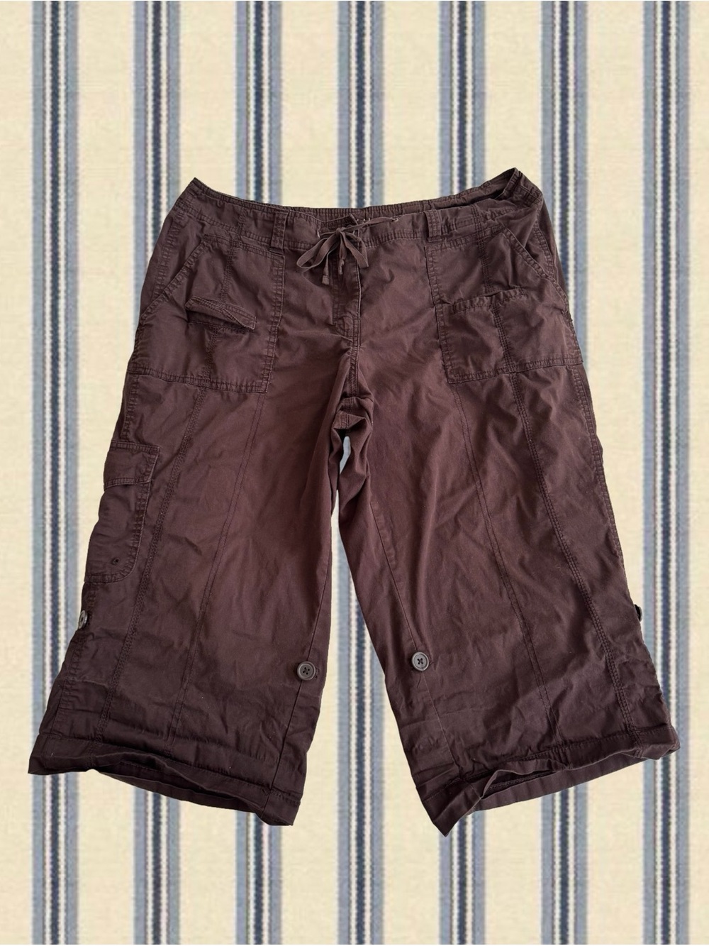 Gitano Brown Cargo Capris with Drawstring
